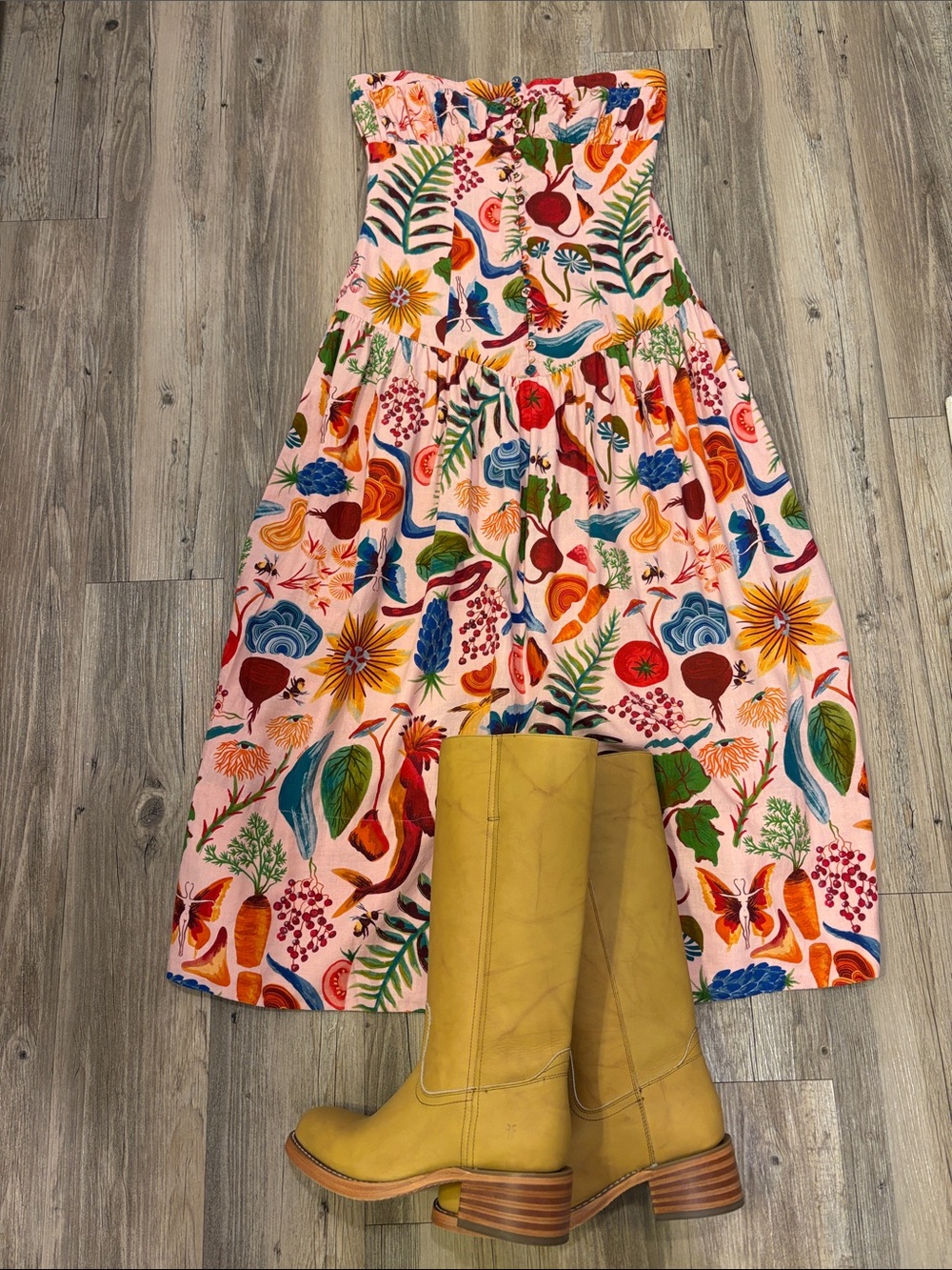 Farm Rio Printed Strapless Maxi Dress Size S - Picture 15 of 16
